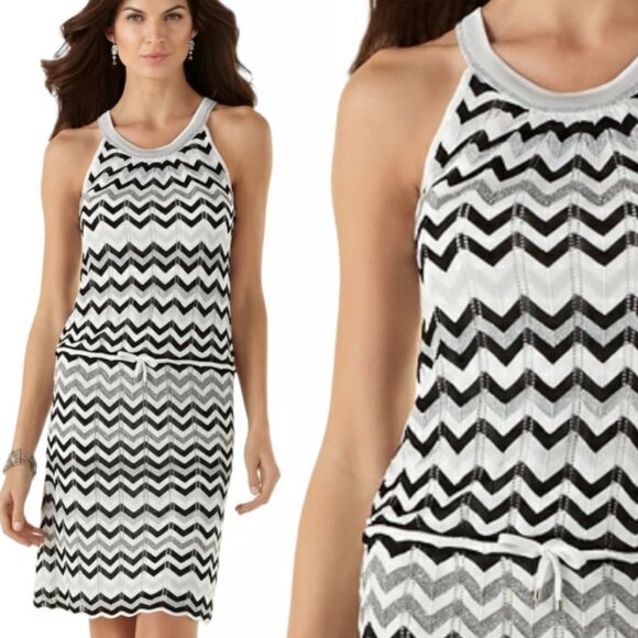 NEW! White House Black market Cheveron Stripe Dress Sleeveless Scoop Neck Small - Picture 13 of 16